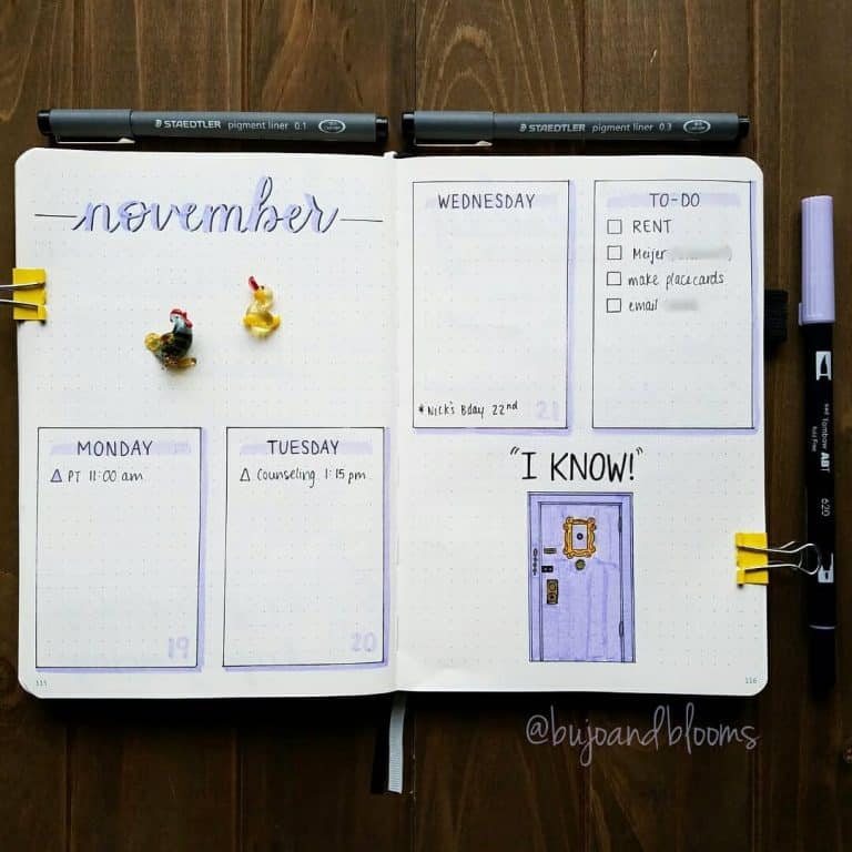 Friends Inspired Bullet Journal Layout