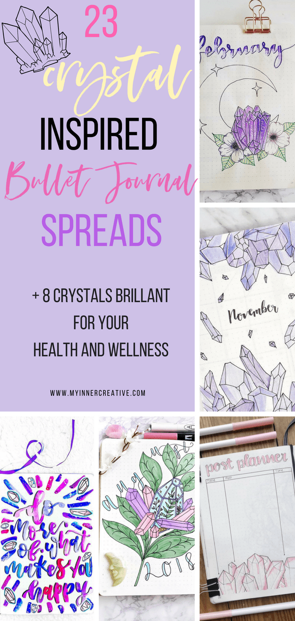 crystal inspired bullet journal spreads