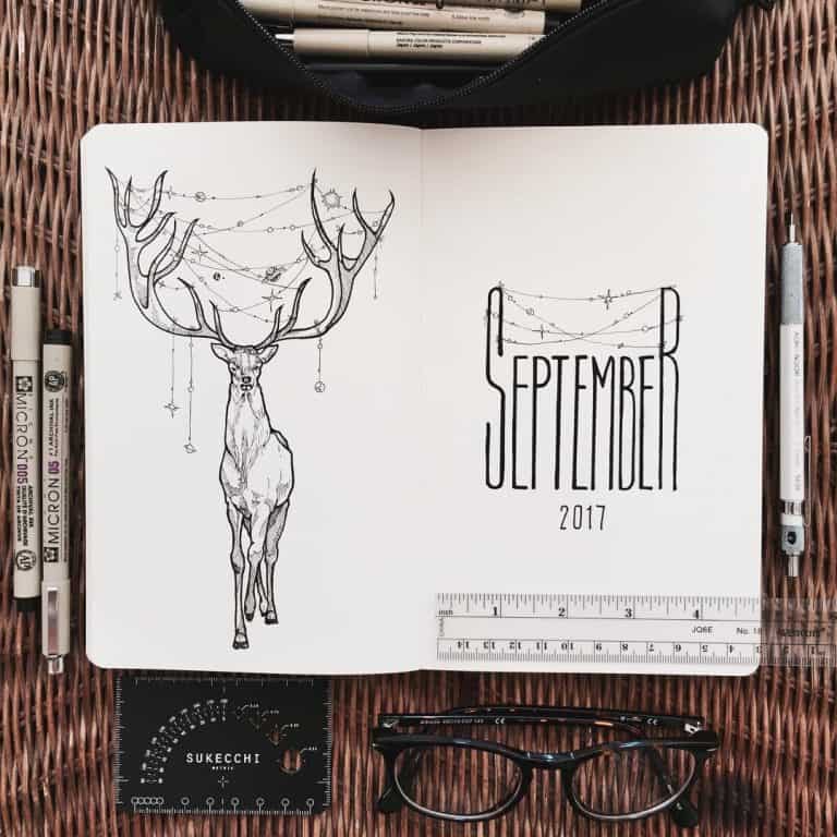 September bullet journal spreads and layouts