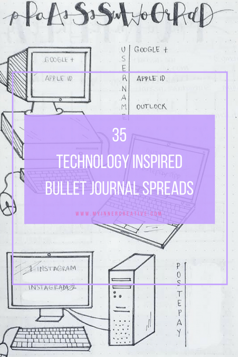 25 technology and social media bullet journal spread layout ideas
