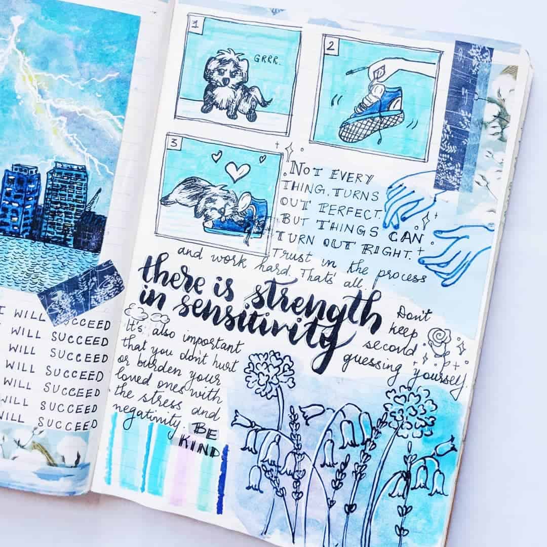 25+ Pretty Blue Bullet journal spreads | My Inner Creative