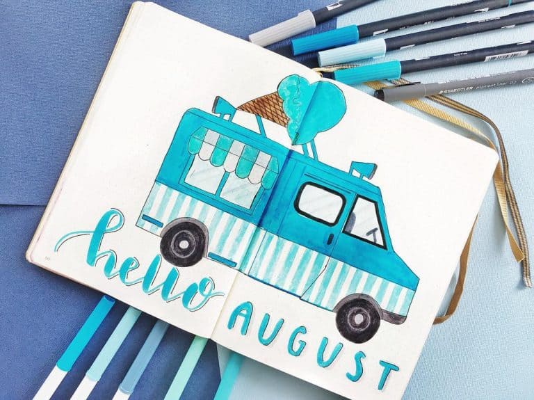 blue spreads and layouts - August