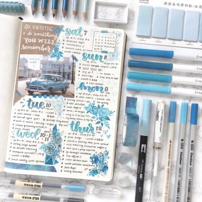 25+ Pretty Blue Bullet journal spreads | My Inner Creative