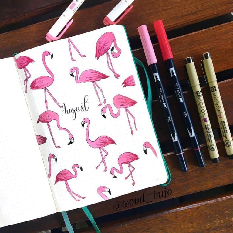 flamingo bullet journal layout & spread