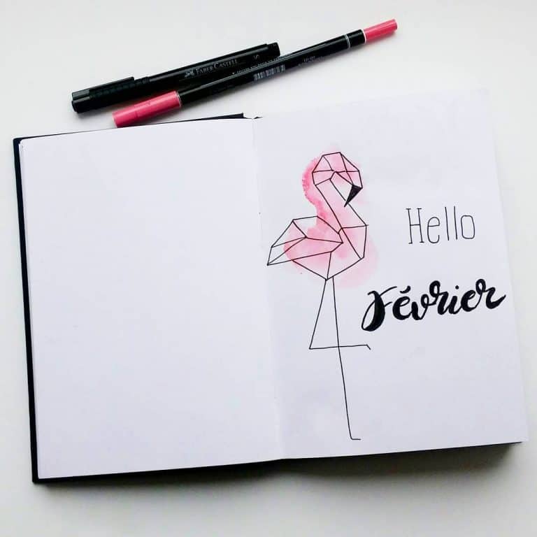 flamingo bullet journal layout & spread