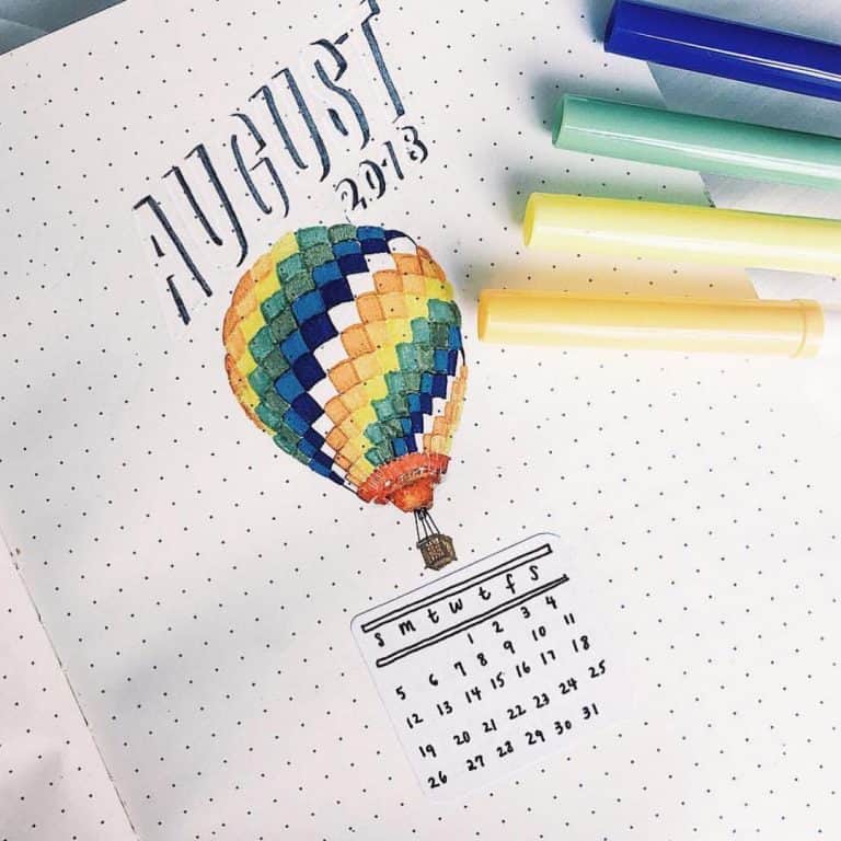 hot air balloon bullet journal layout