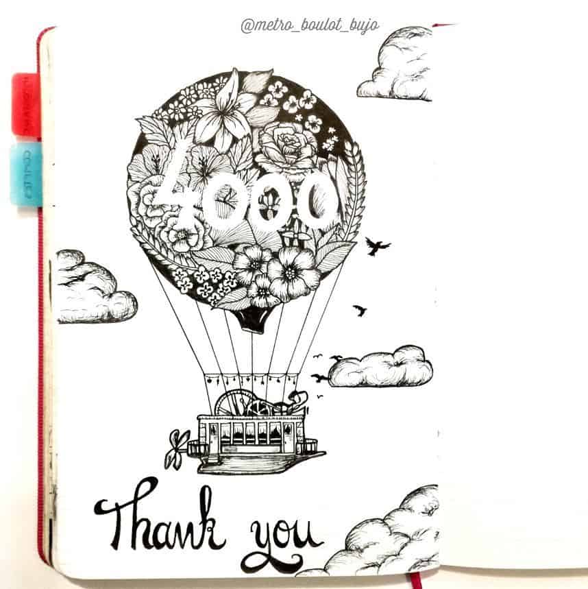 50+ Hot Air Balloon Bullet Journal Layout Ideas And Spreads | My Inner ...