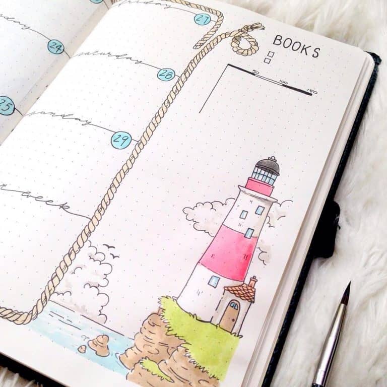 lighthouse bullet journal layout & spread
