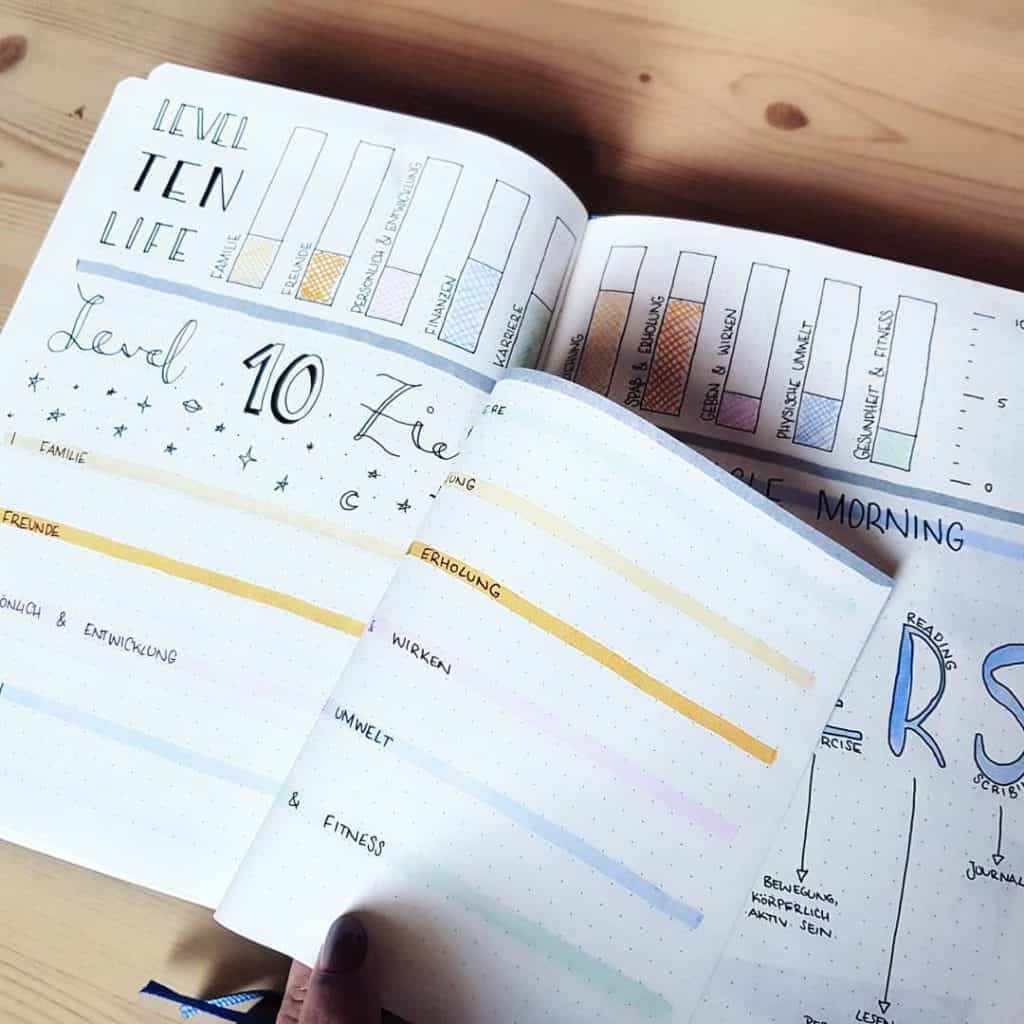 creative Level 10 life bullet journal layout