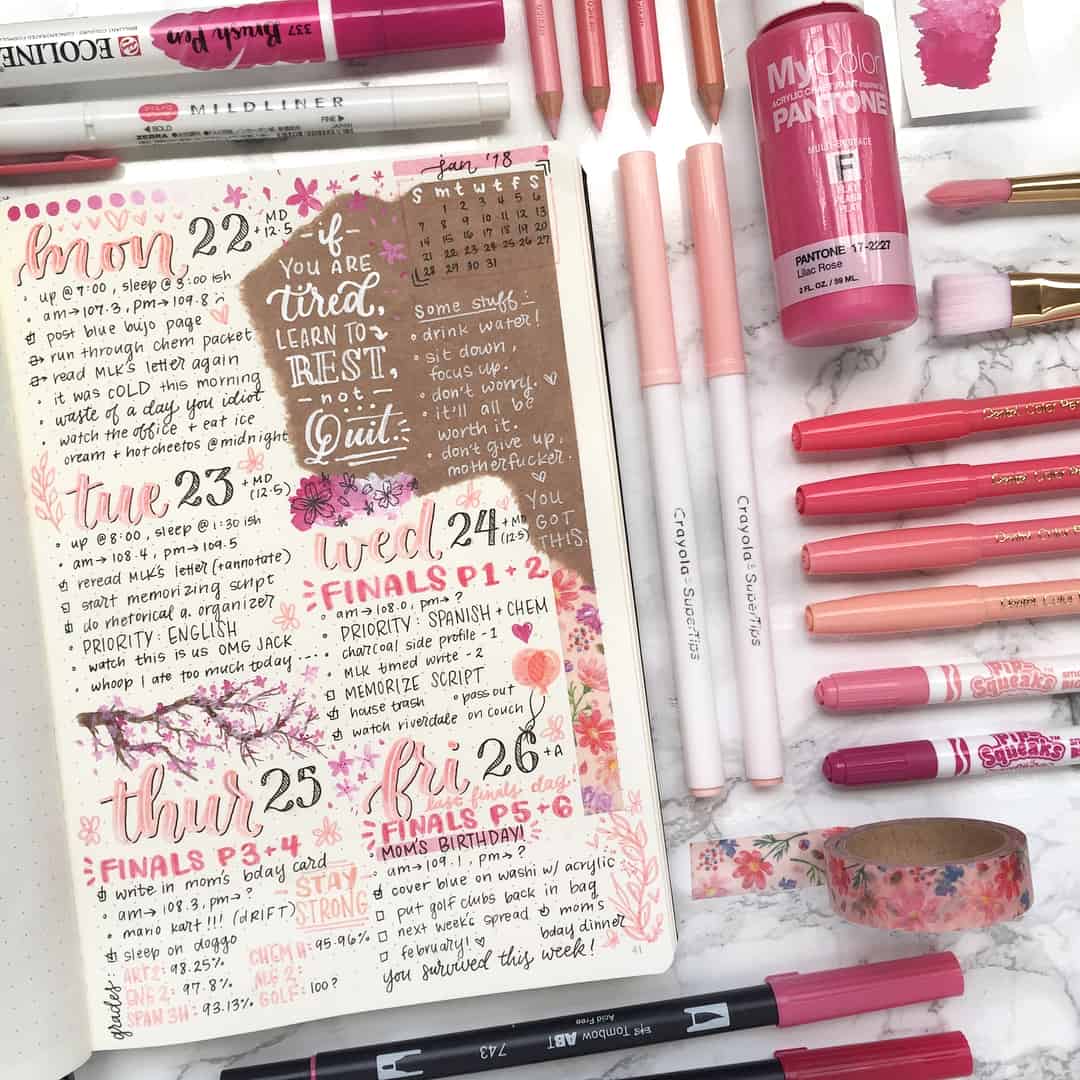 pink bullet journal layout | My Inner Creative