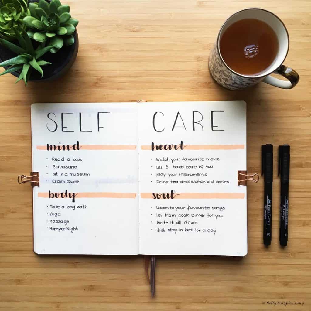 Self care bullet journal ideas