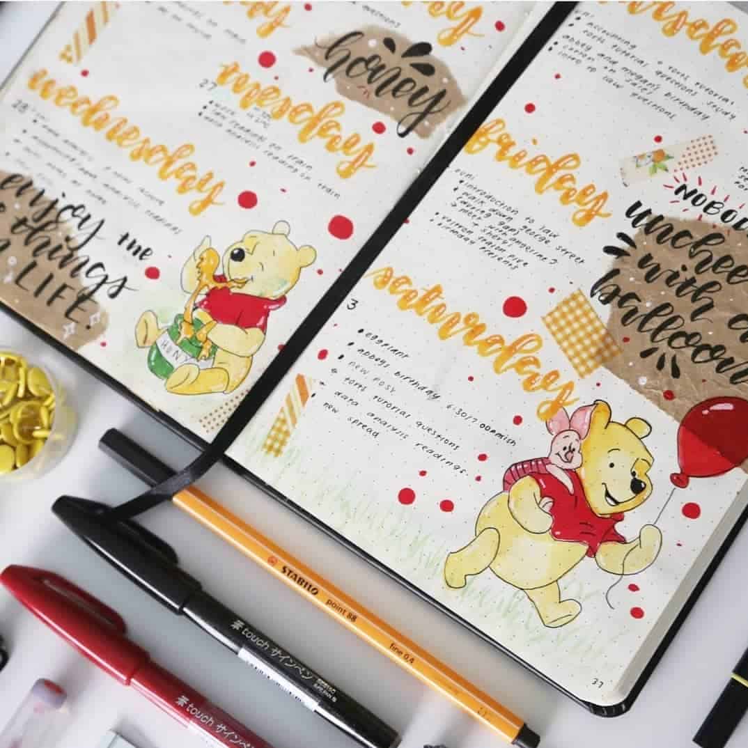 Winnie the Pooh inspired bullet journal | My Inner Creative