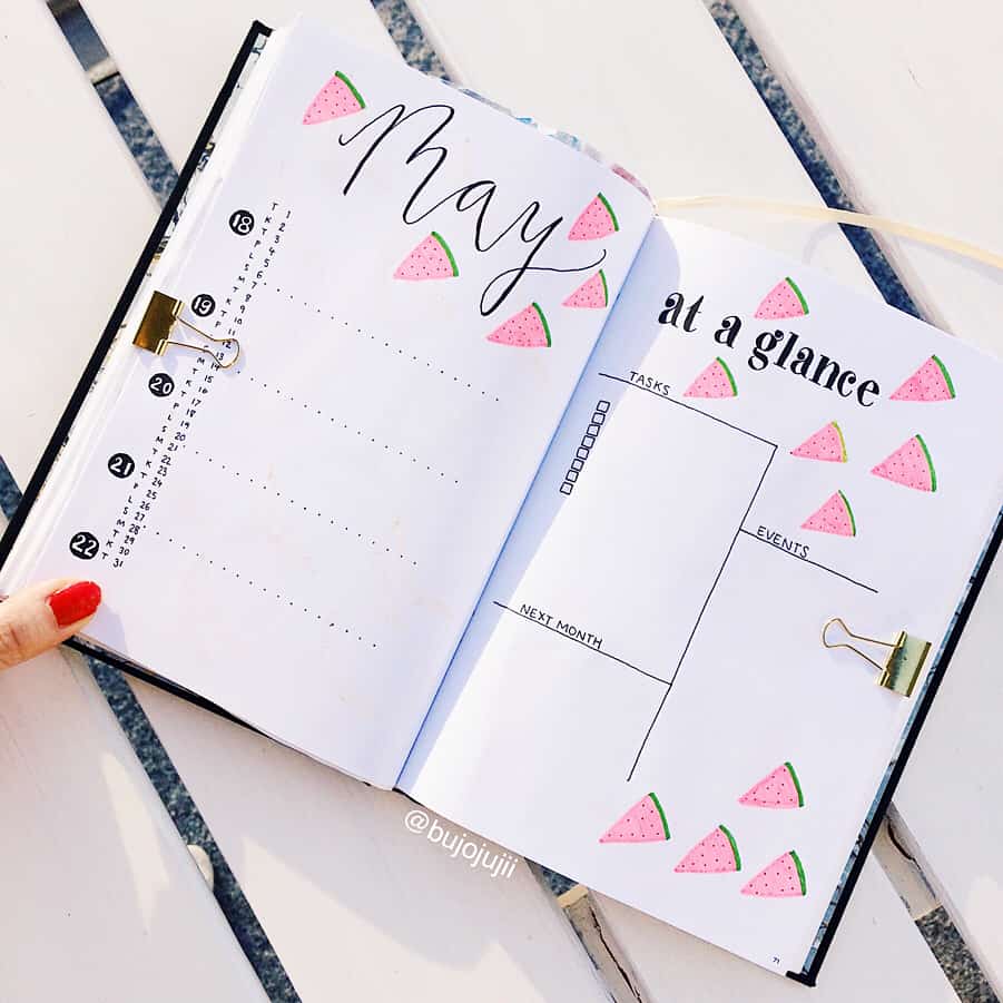 Watermelon bullet journal ideas