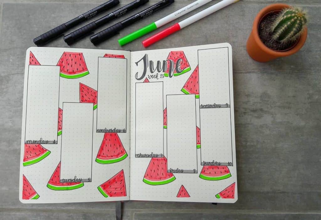 Watermelon bullet journal ideas