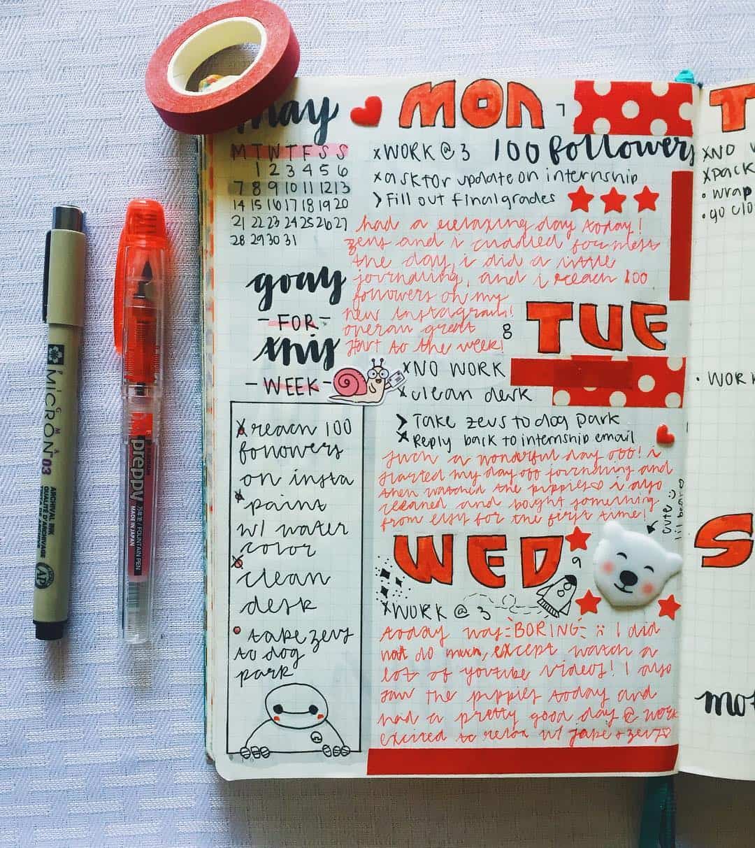 Red bullet journal layout ideas | My Inner Creative