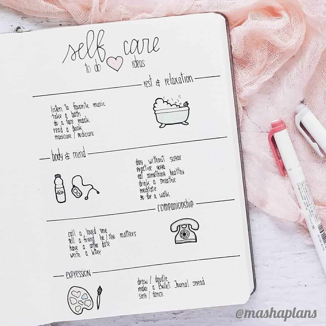 Self Care Bullet Journal Ideas My Inner Creative