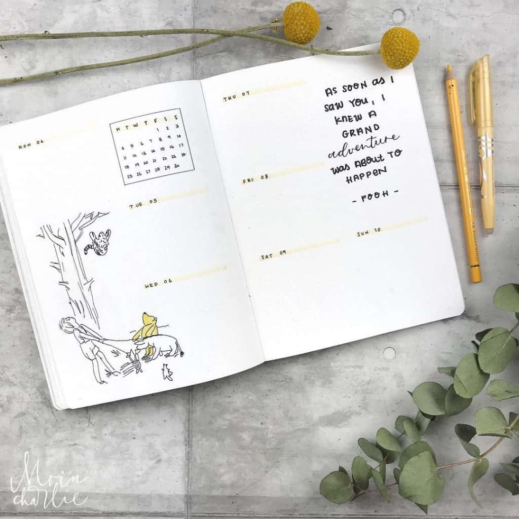 Winnie the Pooh inspired bullet journal