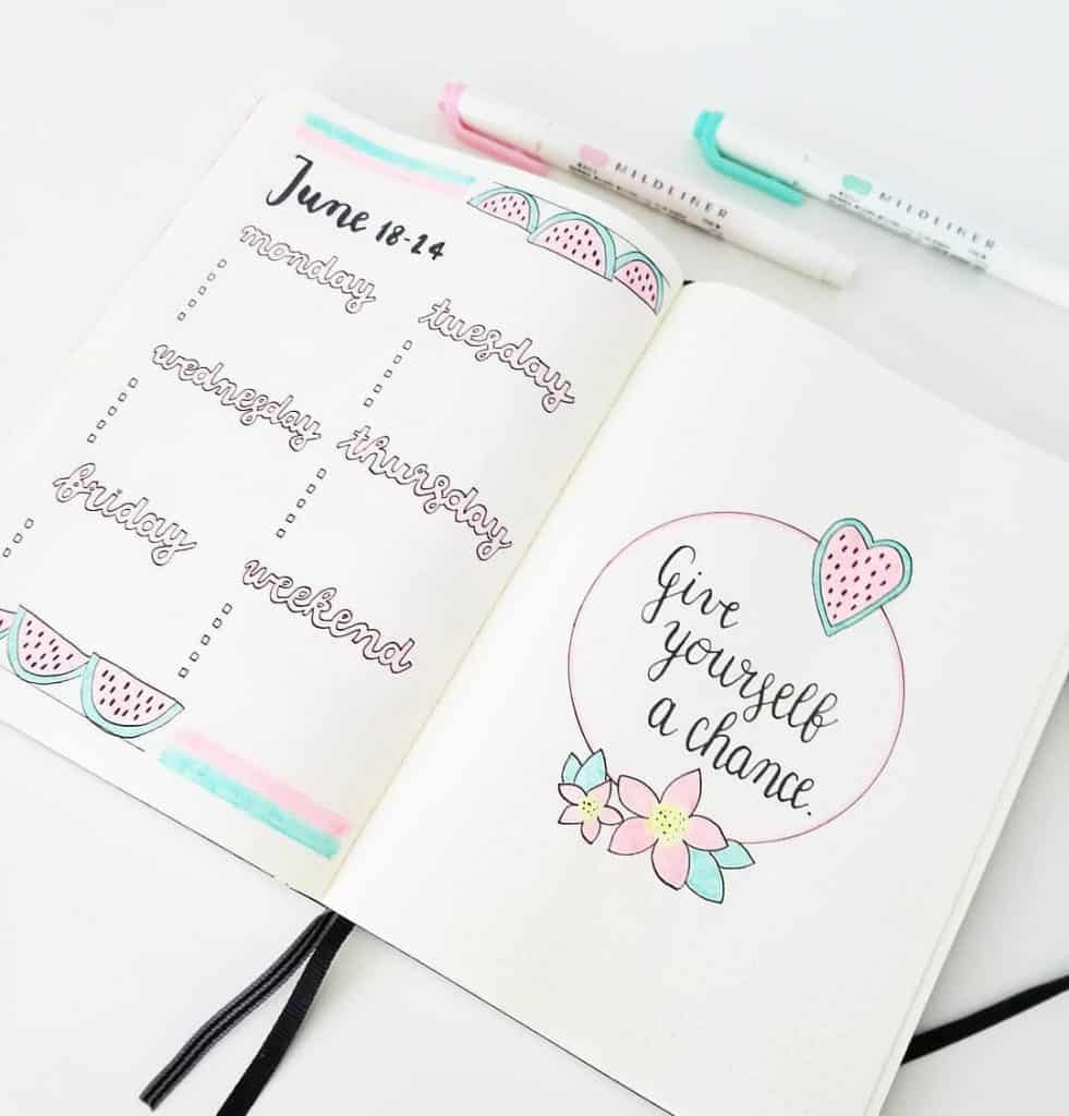 Watermelon bullet journal ideas