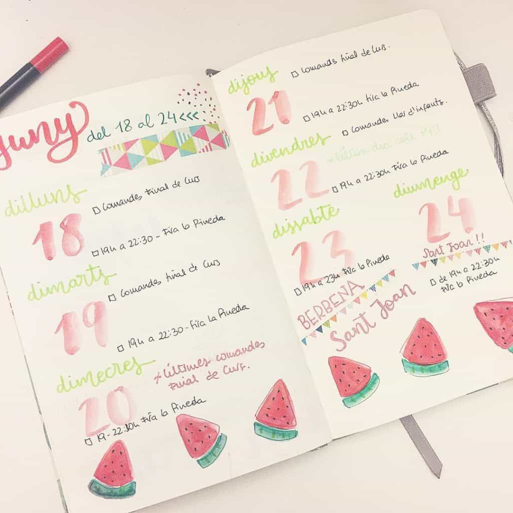 Watermelon bullet journal ideas