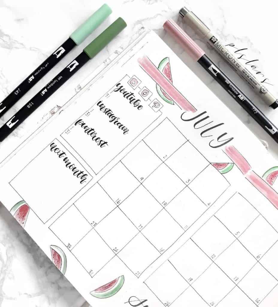 Watermelon bullet journal ideas