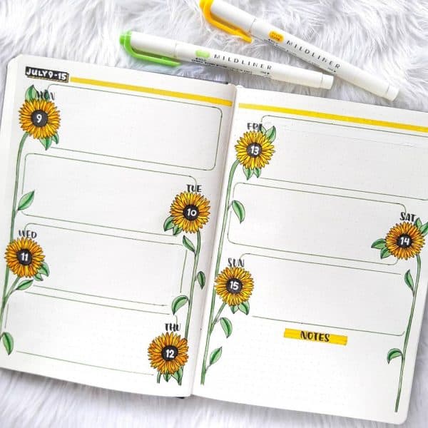 43 Super Sunny Sunflower bullet journal layout ideas | My Inner Creative