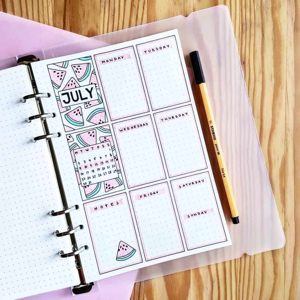 Watermelon bullet journal ideas