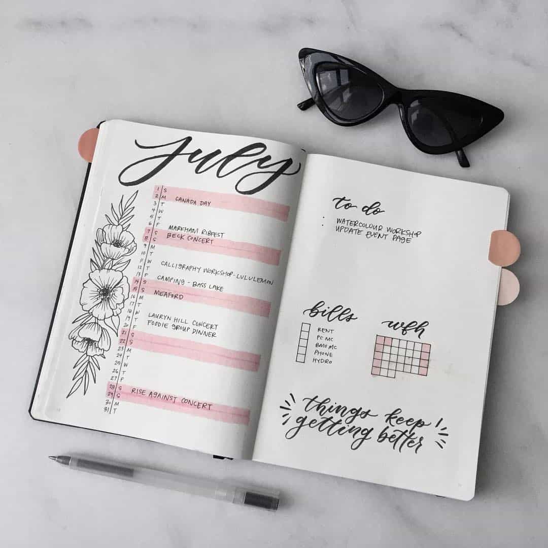 pink bullet journal layout | My Inner Creative