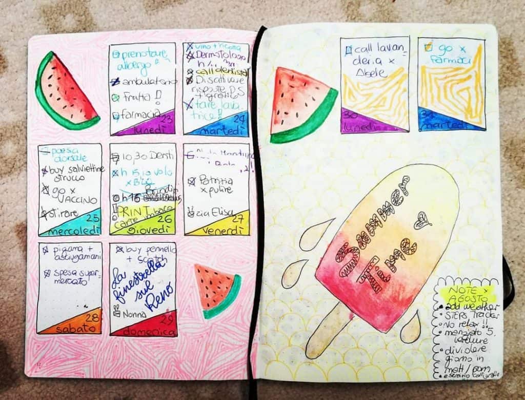 Watermelon bullet journal ideas