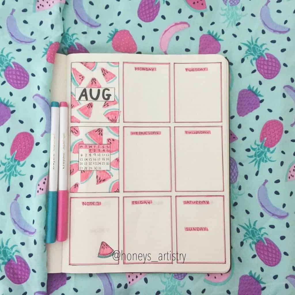 Watermelon bullet journal ideas