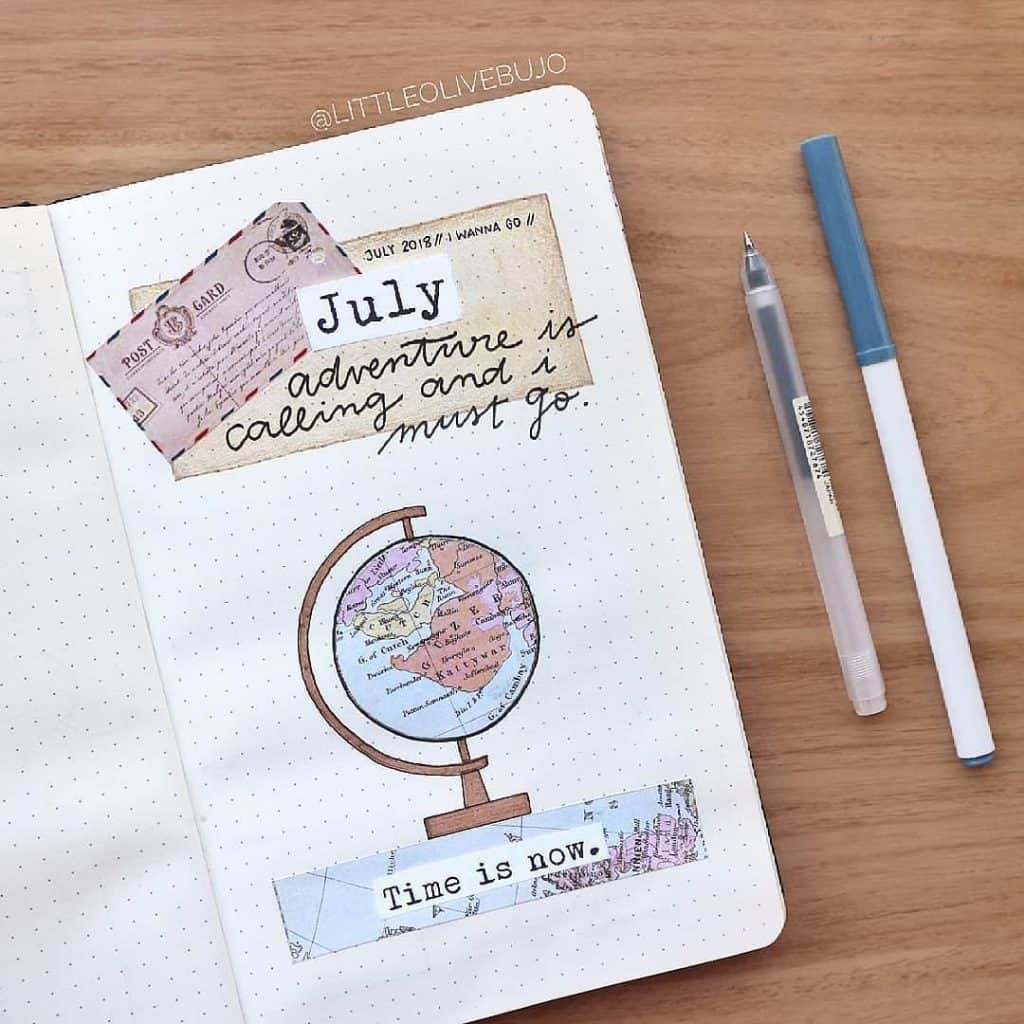 travel bullet journal layout