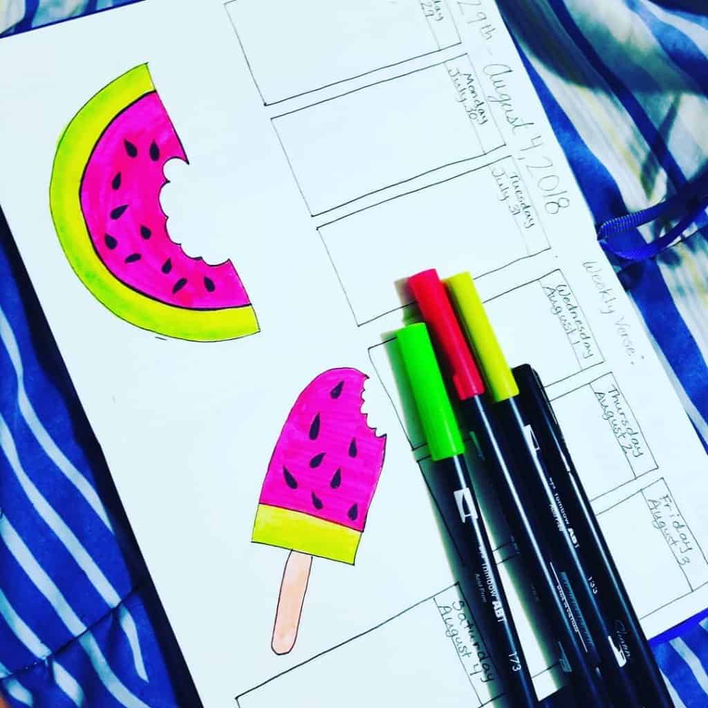 Watermelon bullet journal ideas