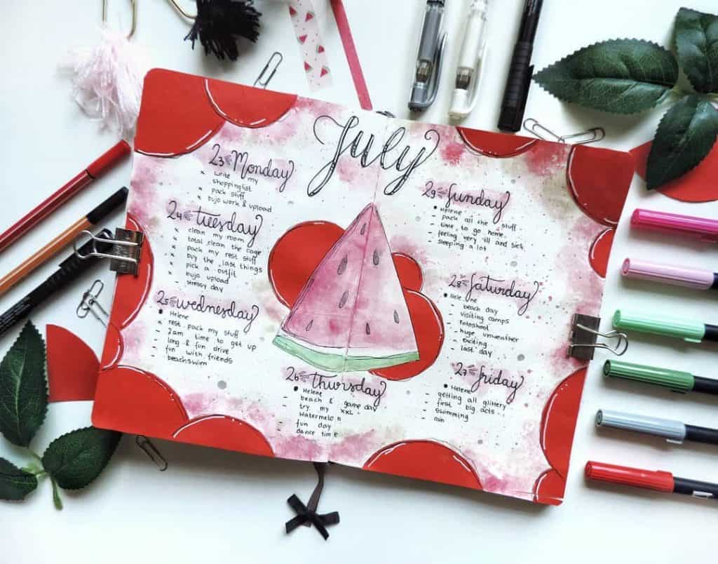 Watermelon bullet journal ideas