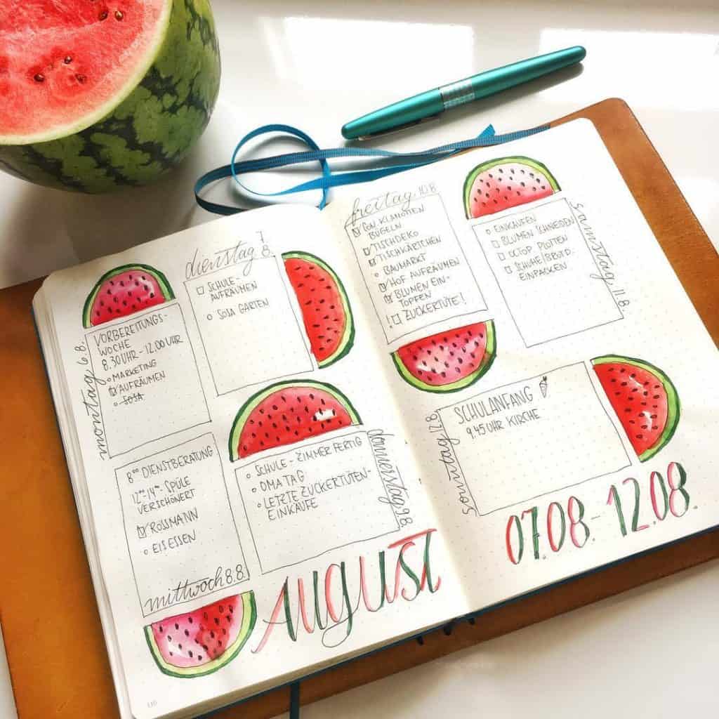 Watermelon bullet journal ideas