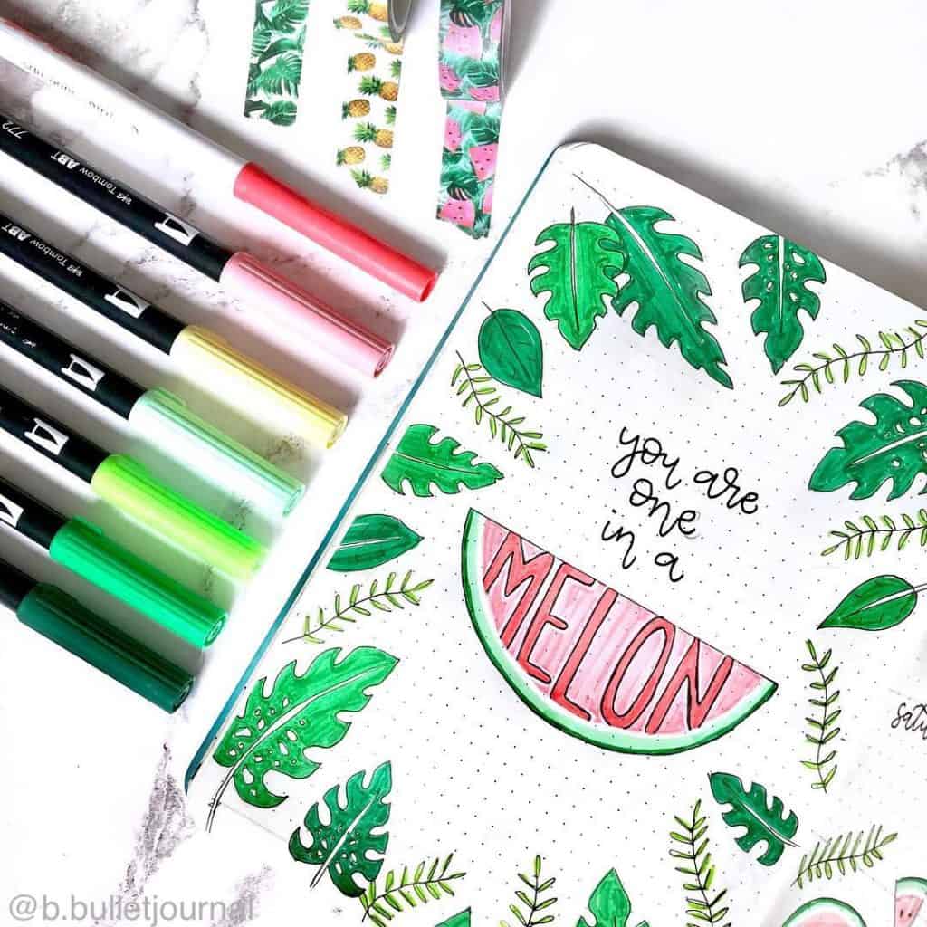 Watermelon bullet journal ideas