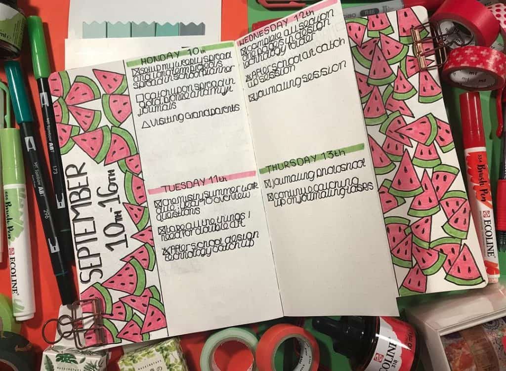 Watermelon bullet journal ideas