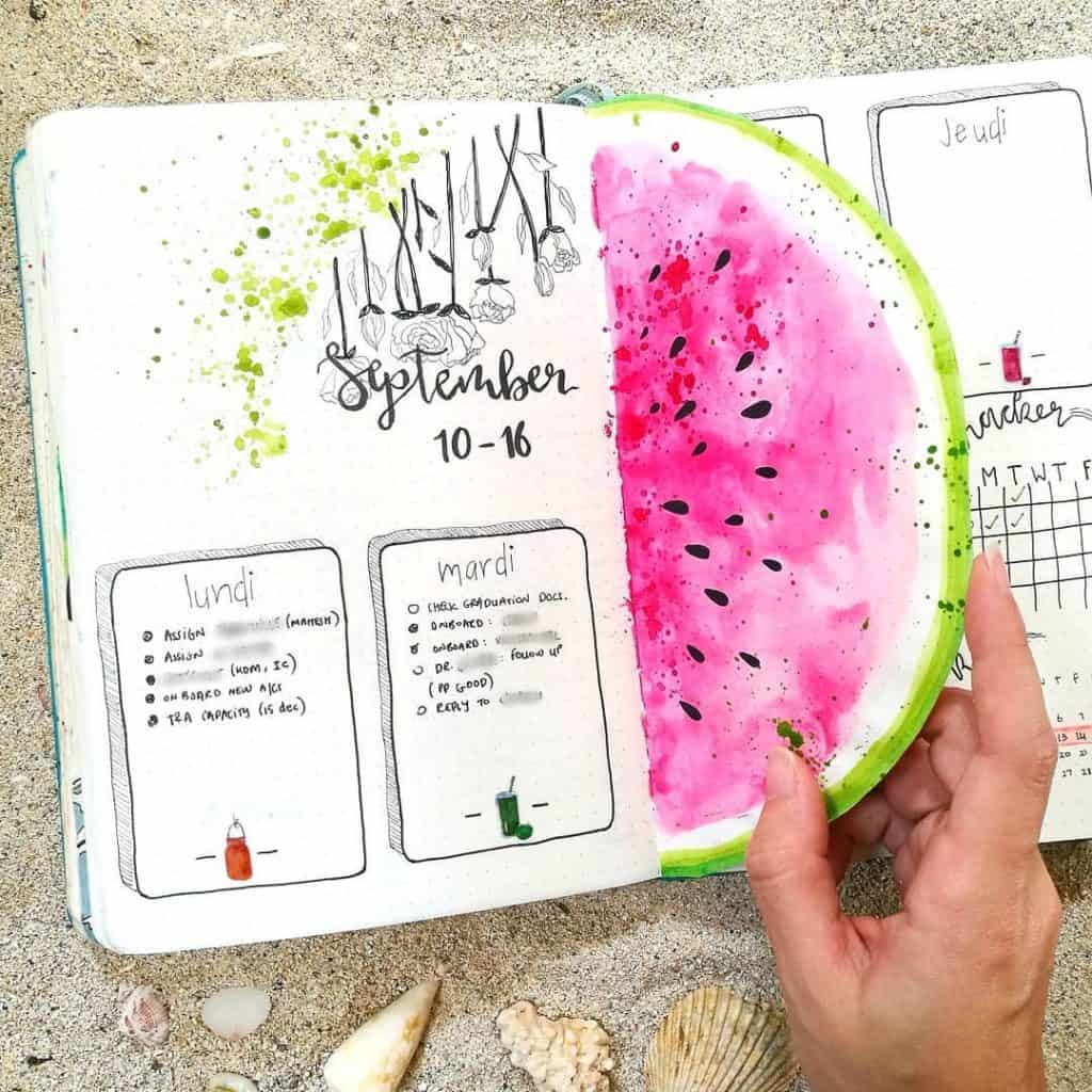 Watermelon bullet journal ideas