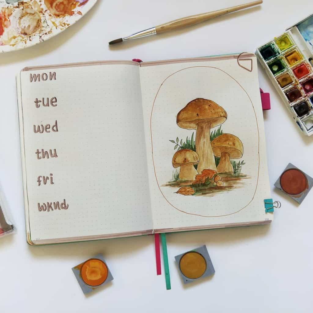 Mushroom bullet journal theme