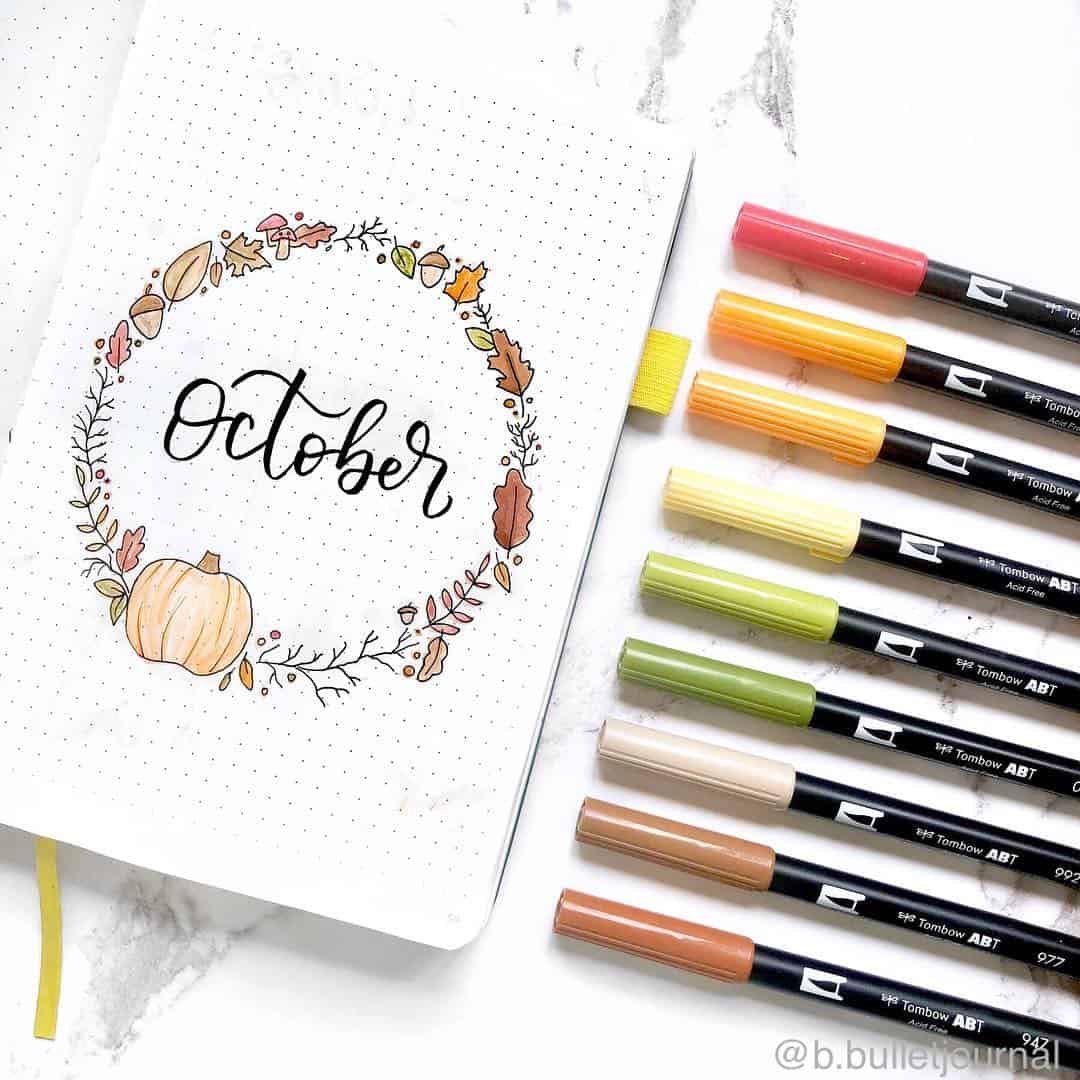 33 Awesome October bullet journal cover spreads