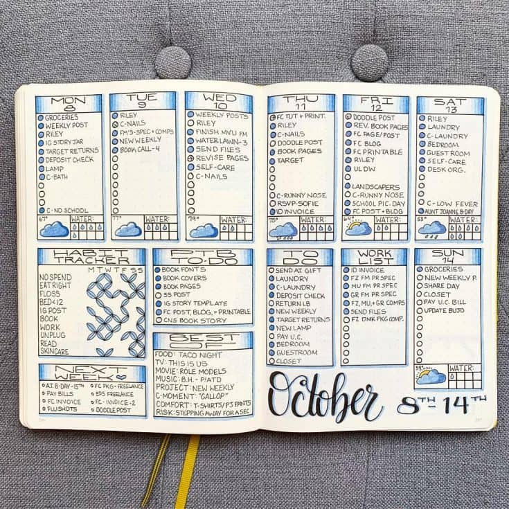 25+ Pretty Blue Bullet journal spreads | My Inner Creative