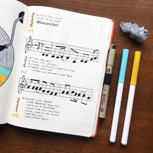 12 Music Themed Bullet Journal Spreads