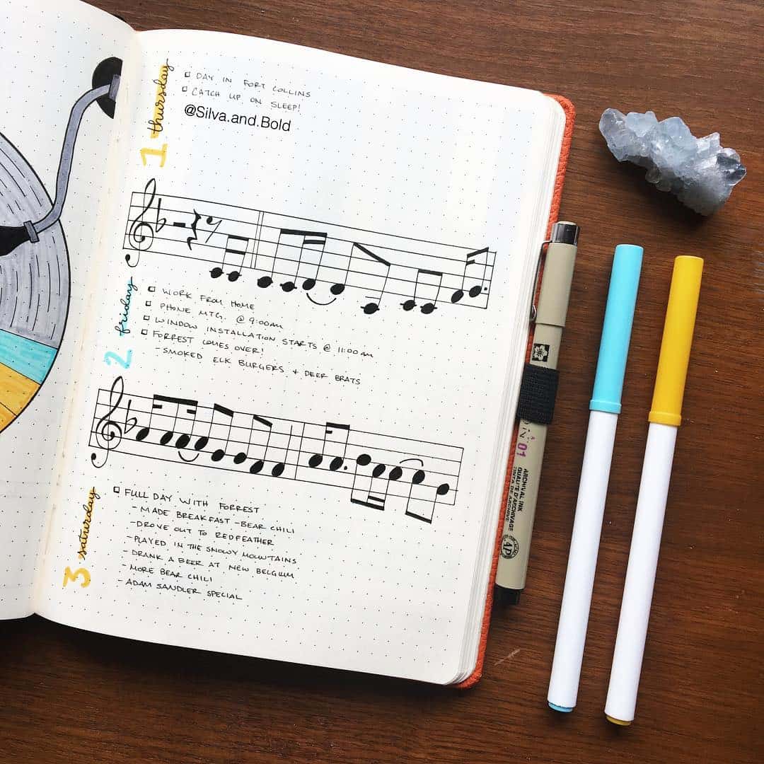 12 Music Themed Bullet Journal Spreads