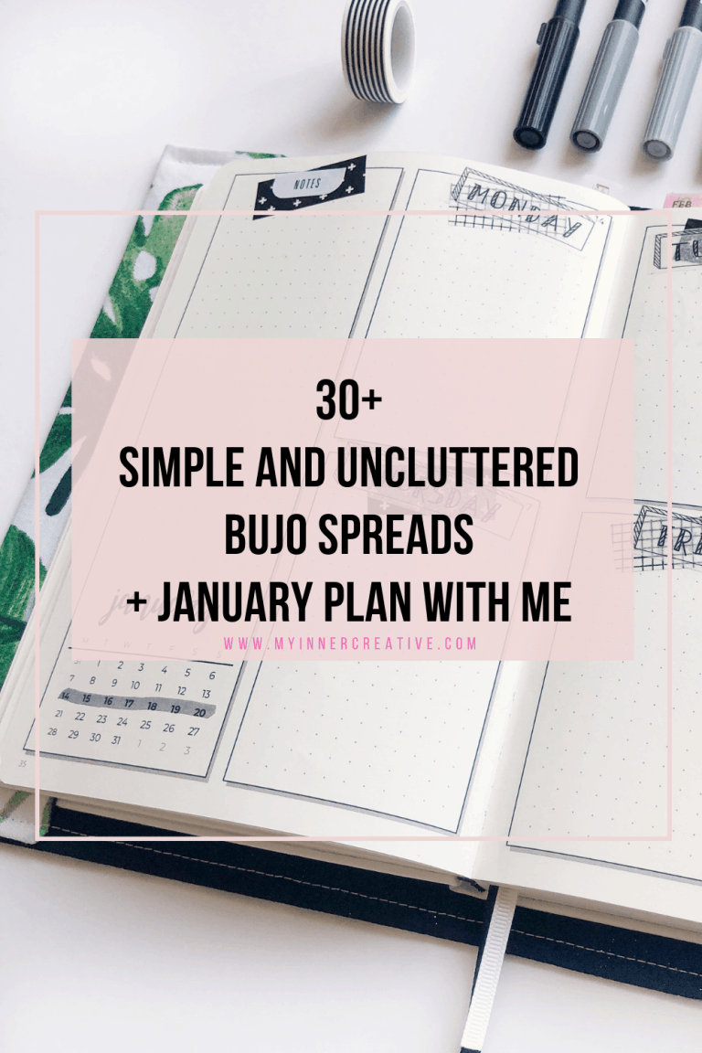 Simple easy and uncluttered spread the ideas for Bullet journaling + January Plan with me