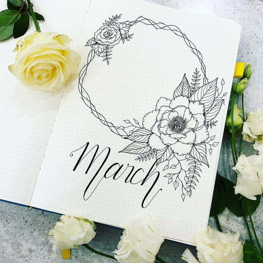 March Bullet Journal Monthly Cover | My Inner Creative