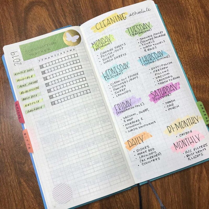 41 Super Clever Spring Cleaning Bullet Journal Spreads | My Inner Creative