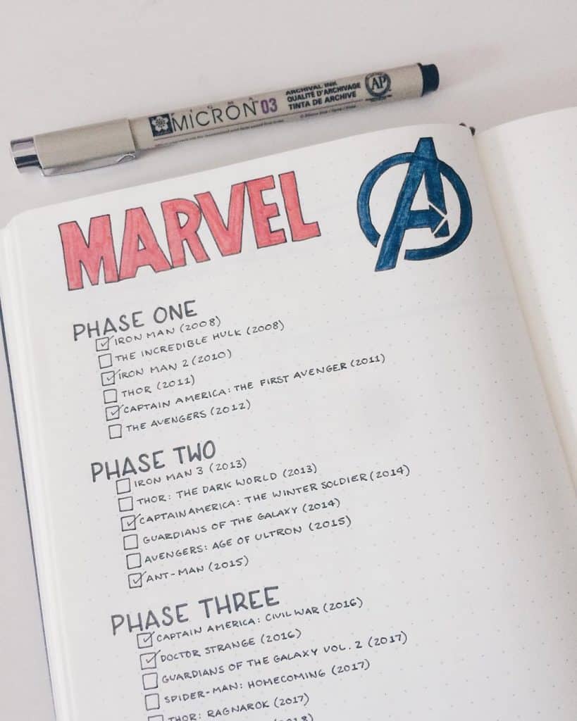 Superhero’s themed bullet journal