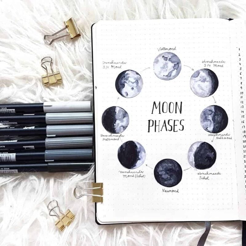 25+ Stellar Moon Phase Spreads for your bullet journal | My Inner Creative