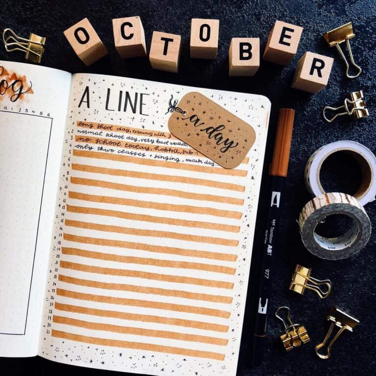 45 different styles to create a Line a Day in your Bullet Journal