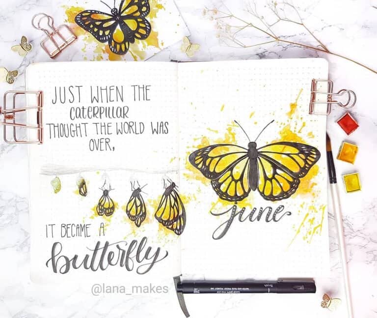 57+ Amazing Butterfly Bullet Journal Spreads | My Inner Creative