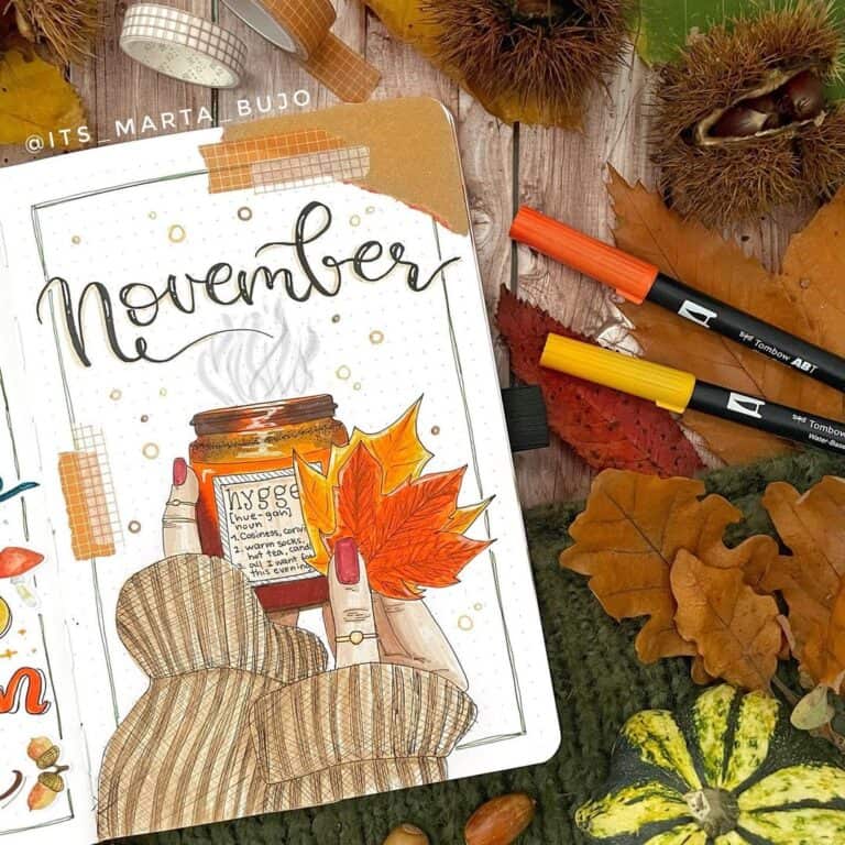 57 Stunning November bullet journal ideas and cover pages