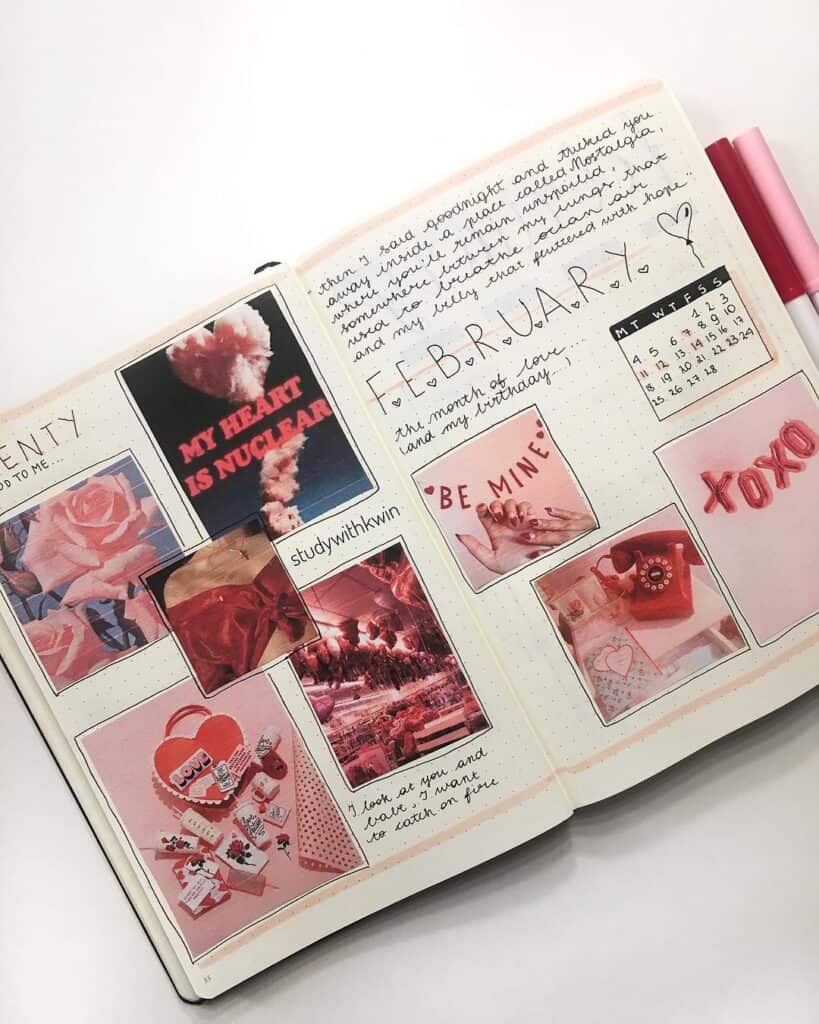 valentines day bullet journal theme